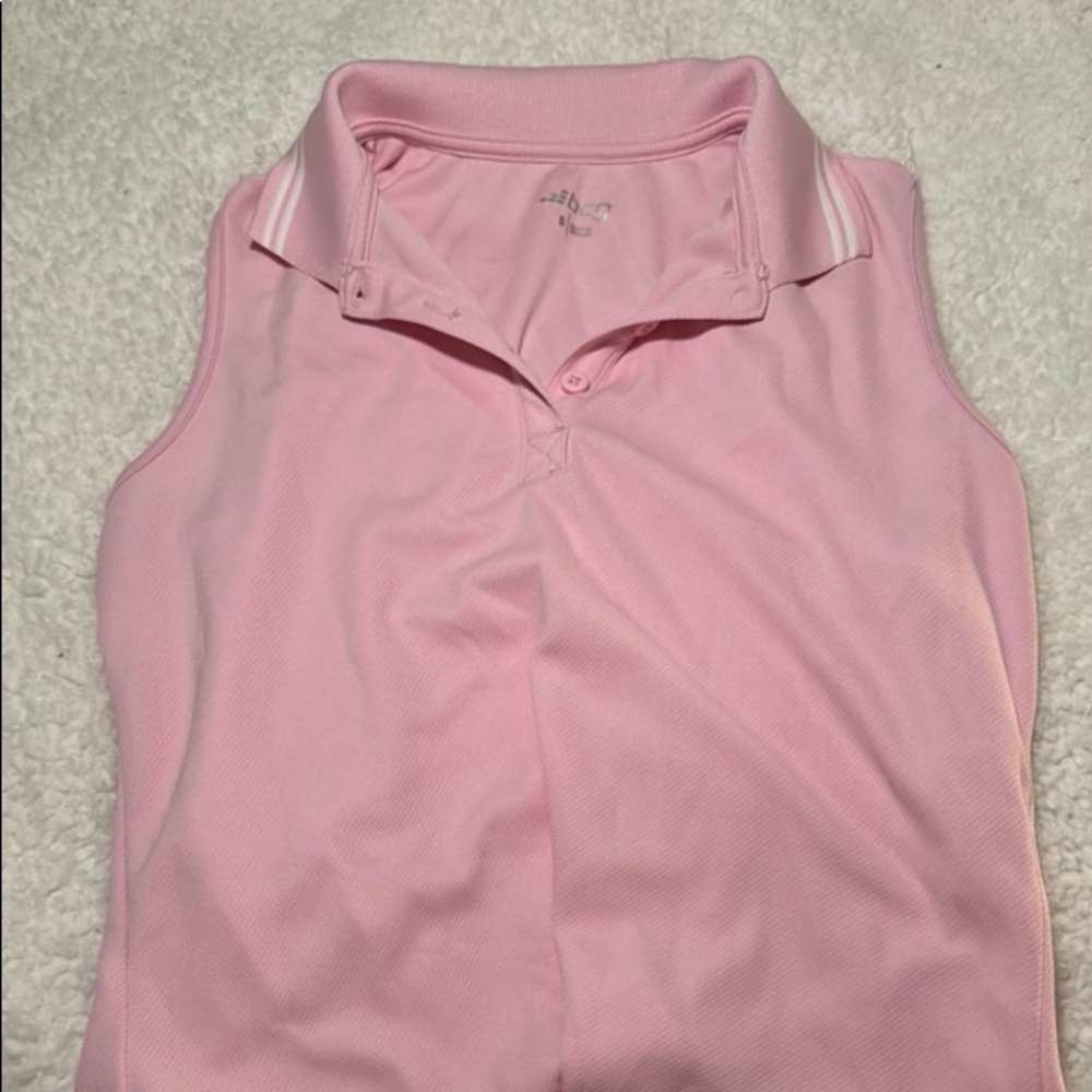 Pink Sleeveless Polo Top